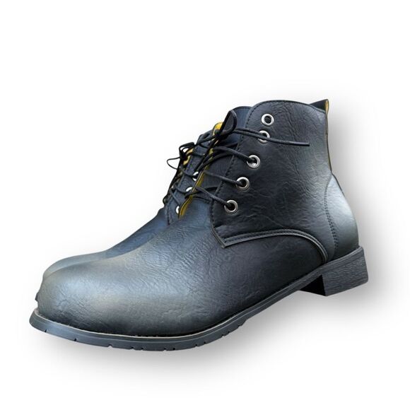 Retro British Chukka Boots Distressed Lace up Black Shoes Men's size 12 EU 45 - Picture 12 of 13